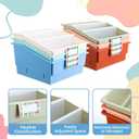 Lineshading 6 Pack Picture Book Organizer Bins with Dividers Large Plastic Book Holders with Labels Multi Purpose Classroom Organization Bins Storage Container (Boho Color,13.5 " X 13.5 " X 7.75")