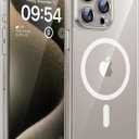 TOCOL Magnetic for iPhone 15 Pro Max Case, Upgraded Full Camera Protection, Compatible with Magsafe, Drop Protection, Translucent Matte Back Bumper Phone Cover 6.7-InchAlpine Clear