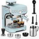 Amaste Espresso Machine with Grinder, 15 Bar Espresso Machine with Steam Wand for Latte and Cappuccino, 68Oz Water Tank, Pre-Infuse Brewing, Espresso Coffee Maker for Home Use, Barista Kit, Blue