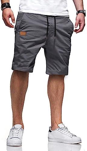 JMIERR Mens Casual Shorts - Cotton Drawstring Summer Beach Stretch Twill Chino Golf Shorts, Size: 40