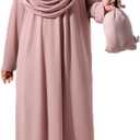 ihvan online Muslim Dresses for Women, Prayer Dress, Hijab Abaya, One-Piece Islamic Prayer Dress Gift for Eid Ramadan (3XL-6XL, Dried Rose)