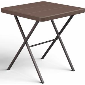 Folding Table, 27 Inch Square Folding Table, No Assembly Portable Camping Picnic Table, Heavy Duty Steel Frame Outdoor Coffee Table, Patio Card Table for Small Spaces, RV, Parties, 400 LBS Capacity