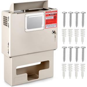 Novabright Wall Mount Locking Cabinet with Glove Box, Wall Enclosure for 5 Qt Sharps Containers for Home Use, Sharp Box Not Included (1 Set)