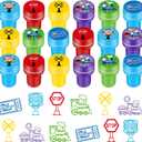 PerKoop 60 Pieces Train Party Favors Stampers for Kids Train Birthday Party Supplies Goody Bag Stuffer Filler Carnival Rewards Toddler Friends Theme Favors Decorations Class Prizes