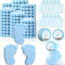 Dimsile 50 Sets Baby Shower Favors Handmade Feet Scented Soap Party Favors for Guests Gifts with Organza Bags and Thanks Tags for Gender Reveal Baptism Shower Wedding Party(Blue)