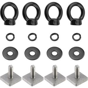 Antrader Roof Rack Bolts,4 Sets M6 T Track Bolts Eye Bolts with Nuts Heavy Duty Eye Bolt Stainless Steel T Bolt Eye Nut Tie Down Ring for Holding Bungee Cord Rope Hooks,Black