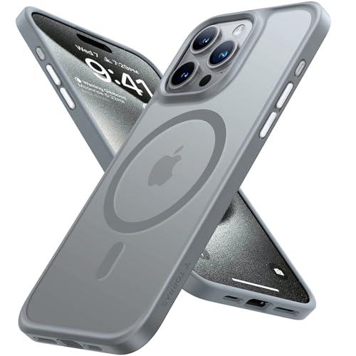 TORRAS Magnetic Shockproof Compatible with iPhone 15 Pro Case, [Military-Grade Drop Tested] [Compatible with MagSafe] Translucent Slim Protective, PC & TPU, Anti-Fingerprint Guardian Mag 2023, Grey