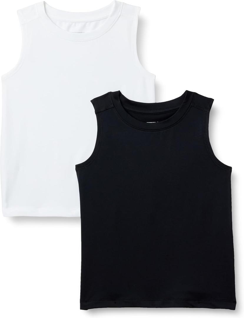 Amazon Essentials Boys' Tech Stretch Muscle Tank Top, Multipacks
