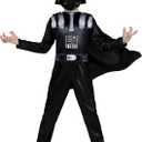 STAR WARS Darth Vader Official Youth Costume - Printed Jumpsuit with Cape and Plastic Mask, Small (Black, S)