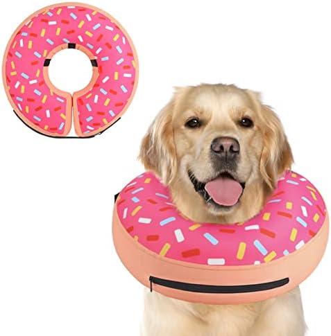 Supet Inflatable Dog Cone Collar Alternative After Surgery, Dog Neck Donut Collar Recovery E Collar for Neuter, Soft Pet Cone for Small Medium Large Dogs Size XL, Pink 