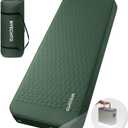 Self Inflating Sleeping Pad with Electric Pump, 4" Thick Ultralight Memory Foam Camping Mattress, Telescopic & Compact, Fast Inflate Insulated Camping Air Mats for Car Travel/Tent/Cot,Green