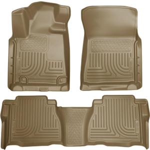 Husky Liners Weatherbeater Floor Mats | Fits 2007-2011 Toyota Tundra, CREWMAX & Double CAB ONLY (Footwell Coverage) | Front & 2nd Row, 3-pc Tan - 98583
