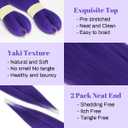 2Pcs 26in Purple Braiding Pre Stretched Synthetic Fiber Hair Extensions Braiding Hair Long Straight Hair For Cosplay Halloween Stage Performances And Masquerade Parties