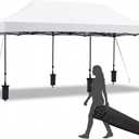 CABIHOME 10X20FT Instant Pop Up Canopy Tent, Beach Tent with One Push Setup, Heavy Duty Canopy Set, Waterproof & UV Protected, Outdoor Canopy for Commercial Events, Camping, Backyard Parties, White