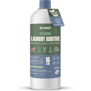 BugOut! Laundry Additive – Natural Detergent Booster for Bed Bug, Mite, Flea, Tick & Carpet Beetle Treatment | Plant-Based Killer, Made with Fabric-Safe Soap | Works in Hot and Cold Wash (32 Oz)