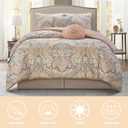 Blush 6 Piece Comforter Set, Queen, Elegant Floral Jacquard, Ultra Soft Bed Set for All Seasons, Bed in a Bag, Include Comforter, Bed Skirt, Pillow Shams & Decor Pillows