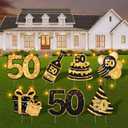 ComboJoy 50th Birthday Yard Signs with Stakes, 7 Pcs Birthday Decorations for Men & Women with LED Lights & Double-Sided Tape, Ideal Outdoor/Indoor Party Favors, Photo Props & Lawn Decorations (Gold)