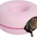 Cat Cave,Cat Tunnel Bed for Indoor Cats,Cat Donut Tunnel for Pet Cat House,Detachable Round Cat Felt & Washable Interior Cat Play Tunnel (Pink,Small)