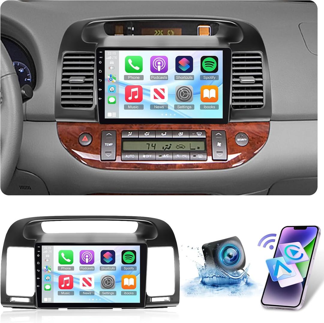 [2G+64G] for 2000 2001 2002 2003 2004 2005 2006 Toyota Camry Radio, Android 13 Car Stereo with 9 inch Touch Screen, Carplay/Android Auto/1080P/Bluetooth/WiFi +AHD Backup Camera