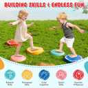 Lehoo Castle Stepping Stones for Kids, Non-Slip Toddler Stepping Stones, Indoor & Outdoor Sensory Toys for Toddlers 1-3, Balance Board Obstacle Course for Kids 3-5