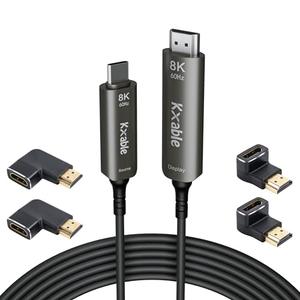 USB C to HDMI 2.1 Cable 75 FT, 8K Active Fiber Optic Type-C to HDMI Cord, (8K@60Hz, HDCP, HDR) Thunderbolt 3/4 Compatible, for iPhone 15 Series, MacBook Pro, iPad Pro, S23, Surface, with 4 Adapters