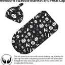 Swaddle Blankets Newborn Receiving Blanket Baby Swaddle Wrap with Hat, Soft Sleeping Clothes for Baby Girls Boys (Gothic)