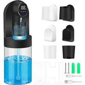Automatic Mouthwash Dispenser for Bathroom, 20.29 oz Touchless Smart Wall-Mounted Mouth Wash Dispensers, 4 Magnetic Cups, 4 Dispensing Modes, Hands-Free Bathroom Accessories for Home Kids Family-Black