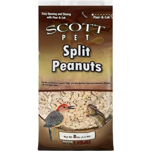 Scott Pet Wild Bird Seed, Peanuts Split (No Shell), 8 lbs Bag, Great Source of Protein and Fiber, Peanuts for Outside Wild Birds (EXP 11/30/27)