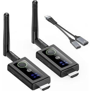 KCEVE Wireless HDMI Transmitter and Receiver 200M/660FT, 5G / 4K Decoding Wireless HDMI Extender Kit with KVM Function USB Mouse/Keyboard Port and 2 Antenna for Streaming Video, Plug and Play