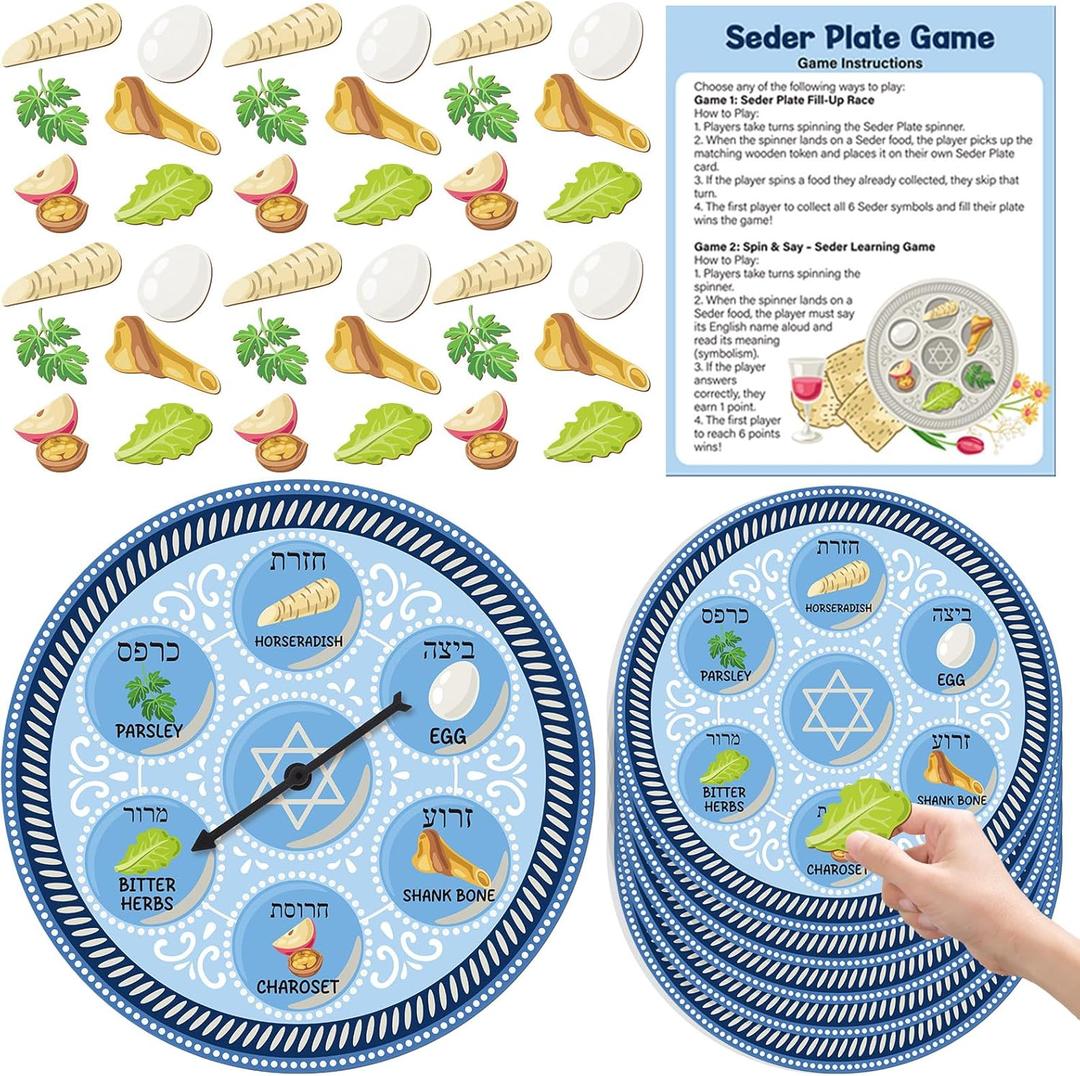 114 Pcs/16 Set Passover Play Seder Plate Game for Family Educational Passover Decorations for Jewish Party Favors Jewish Seder Meal Decorations
