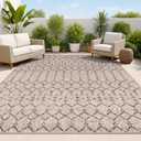 JONATHAN Y SMB108D-4 Ourika Moroccan Geometric Textured Weave Indoor Outdoor Area Rug, Bohemian, Rustic, Scandinavian Easy, Bedroom,Kitchen,Backyard,Patio,Non Shedding, Natural/Black, 4 X 6 (3'11" x 6' (Rectangular))