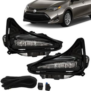 Daytime Running Lights Replacement for 2017-2019 Toyota Corolla L LE XLE Front Driving Fog Lamp Assembly with Switch & Wring Harness