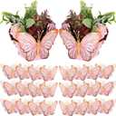 Tenceur 24 Pcs Butterfly Centerpieces for Tables Baby Shower Bridal Shower Centerpieces Butterfly Table Decorations for Wedding Birthday Themed Party Decor(Pink)