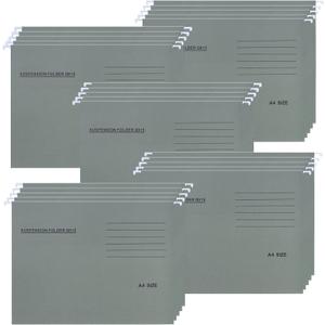 A4 Hanging File Folders, 25 Pcs Recycled Card File Folders for Filing Cabinet with Tabs and Card Inserts, Hanging Files Storage Folders for Office and School, Gray