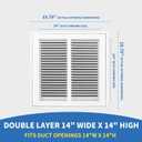 14x14 Return Air Grille [Duct Opening Size],Return Air Vent Cover for Wall Or Ceiling,Steel Return Air Filter Grilles Removable Face/Door for 1 Inch Filters (14"W x 14"H [Duct Opening])