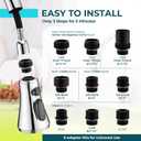 VFAUOSIT Kitchen Faucet Head Replacement with 9 Adapters, 3-Mode (Aquablade) Pull Down Kitchen Sink Faucet Sprayer Head for Moen, Delta, Kohler Faucets, Sink Faucet Spray Nozzle, Chrome Faucet Head