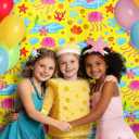 5 x Ocean Themed Birthday Decorations, Cartoon Themed Party Supplies, 2 Pack 3.3 x 6.6ft Starfish Jellyfish Pattern Tinsel Foil Fringe Curtains Birthday Photo Booth Prop Backdrop for Kids