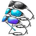 Foliful 2 Pack Polarized Sports Sunglasses for Men, Mens Sunglasses Wrap Around UV400 Protection for Cycling Fishing Driving