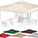 12x12 Gazebo Canopy Replacement Top, 2-Tier, Ivory Polyester
Canopy Replacement Cover Made Of Uv30+ Polyester with Water-Resistant Pa Coating; Top Only, Frame and Sidewalls Excluded