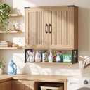Vabches Bathroom Wall Cabinet, Fluted Medicine Cabinet, Natural Oak, 31.5 x 29.53 x 7.87 inches