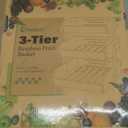 Hellojin 3 Tier Fruit Basket For Counter, Large Capacity Fruit Storage Countertop, Fruit Holder, Wooden Pantry Organizers and Storage, Kitchen Countertop Organizer With 2 Banana Hangers (Walnut)