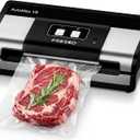 Fully Automatic Vacuum Sealer, 95Kpa Powerful Food Vacuum Sealer Machine, Auto Dry-Wet Detection | Bag Cutter | 2 Rolls Bags | Effortless Operation, Silver - Black