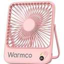 Warmco 10000mAh Portable Travel Fan 7-inch, Max 24H Runtime, Ultra-thin Quiet Rechargeable Battery Operated Desk Fan with Digital Display for Camping, Office, Bedroom, Cruise Essentials Pink