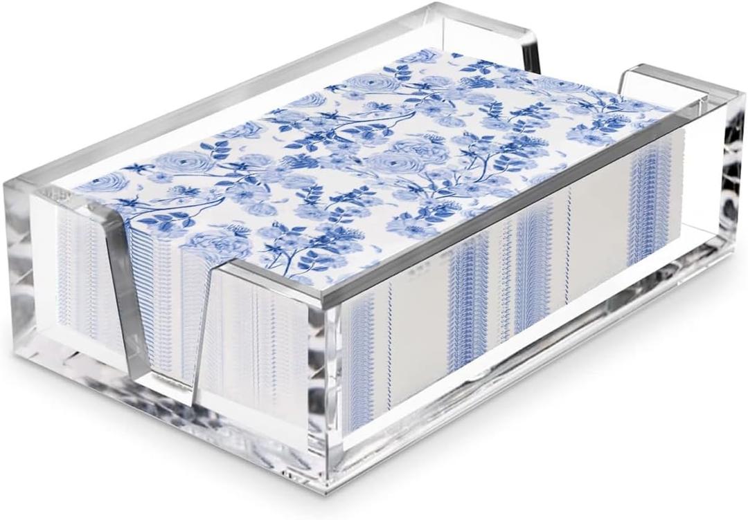 Acrylic Guest Towel Holder Tray for Bathroom  Napkin Holder for Disposable Paper Towels, Hand Towel Organizer for Vanity or Bathroom, Clear Bathroom Accessory, 8.7 x 5.2 x 2.5 Inch Size