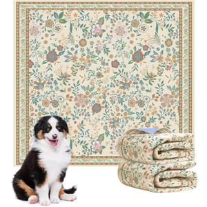 Washable Pee Pads for Dogs, 2 Pack Super Absorbent Reusable Puppy Pads with Colorful Flowers Patterns for Potty Training, Floor, Couch, Bed, and Crate,36"x 48"