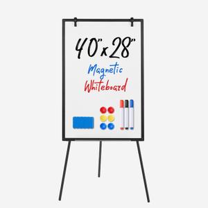 NEWBULIG Magnetic Dry Erase Board 40" x 28", White Board with Adjustable Stand, Heavy-Duty Aluminum Frame & Accessory Tray for Office, Classroom, Home & Presentations, Black