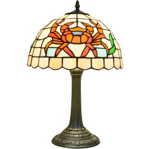 Tiffany Lamp Coastal Beachy Style Orange Crab Home Decor Stained Glass Table Lamp Bedroom Bedside for Office Living Room end Bedside Nightstand Bed Kitchen Cool Cute Warm Night Light Kids Desk Lamp 12
