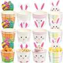 WorldBazaar Easter Snack Cups for Kids Paper Bowls Ice Cream 24 Sets Disposable Easter Party Supplies Treat Food Container Holiday Decorations Bunny