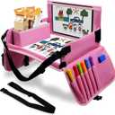 Car Seat Tray for Kids Travel, Carseat Tray for Toddler Road Trip Activities, Car Trays for Kids Road Trip Essentials, Travel Trays for Airplane, Toddler Car Seat Lap Table - Pink