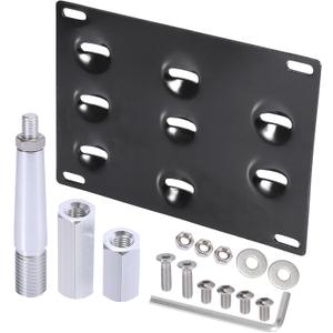 X AUTOHAUX Car Front Bumper Tow Hook License Plate Mount Bracket Holder Set